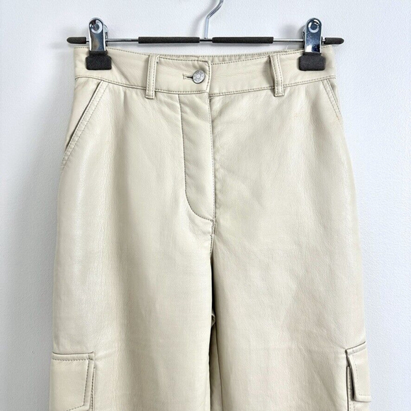 Wilfred Modern Cargo Pant Faux Leather Women's Size 0 Birch Beige - Picture 3 of 13